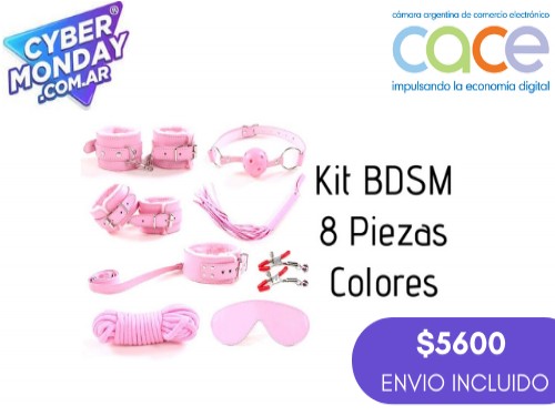 Kit de 8 Piezas de BDSM Rosa/Rojo/Negro/Violeta (Esposas,antifaz,etc.)