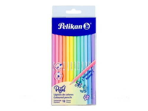 Lápices de colores - tonos pastel - 12 colores