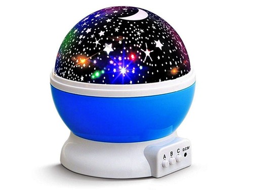 Velador proyector de estrellas giratorio a pilas o USB