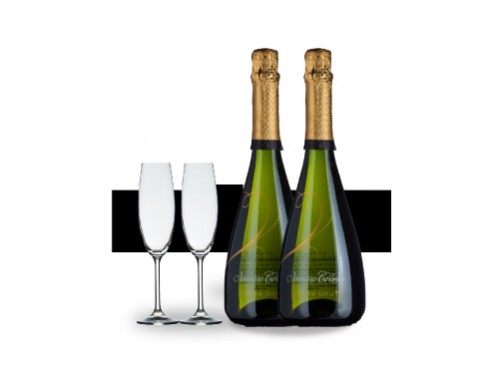 Champagne Navarro Correas Extra Brut x2 Botella 750ml + Copas Windsor