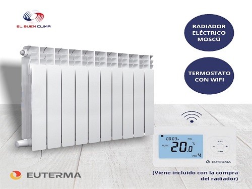 Radiador eléctrico Euterma 10 elementos 1500 w + TERMOSTATO