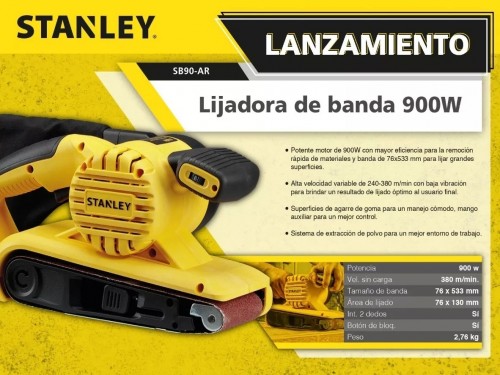 Lijadora Electrica De Banda Stanley De Mano Sb90 900w