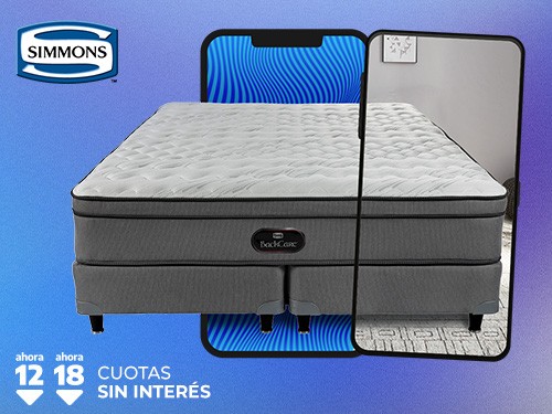 Colchón y Sommier Simmons BackCare 2 Plazas Queen 190x160