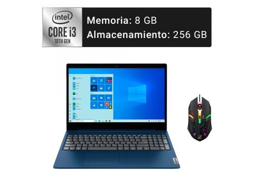 Notebook Lenovo I3 10ma 8Gb 256Gb SSD Win 10 15.6Pulg Tactil + Mouse