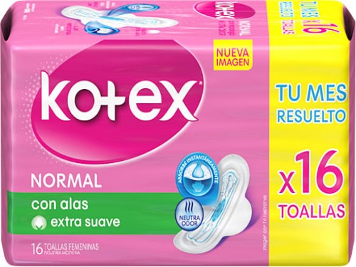 KOTEX Toallas Femenina Kotex Normal con Alas x 16 un