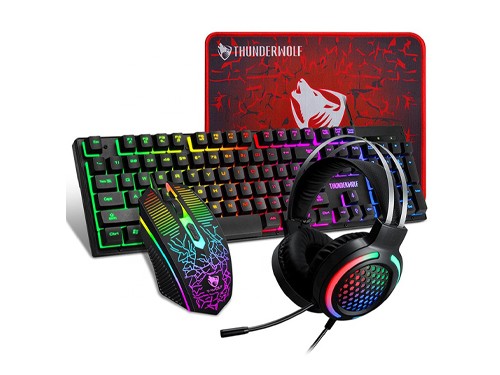 Combo Kit Gamer Auriculares Mousepad Teclado Mouse T-Wolf TF400