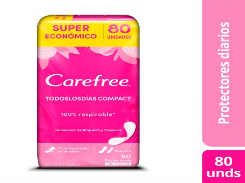 Protectores Diarios Carefree Compact Sin Perfume x80un