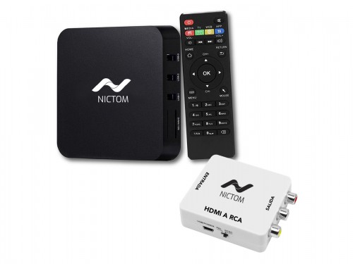 CONVERTIDOR SMART-TV NICTOM 1GB RAM + CONVERSOR HDMI A RCA NICTOM