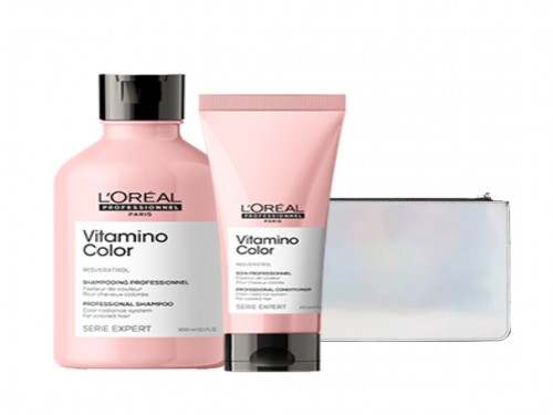 Kit Vitamino Color L'Oreal: Shampoo + Acondicionador + Necessaire