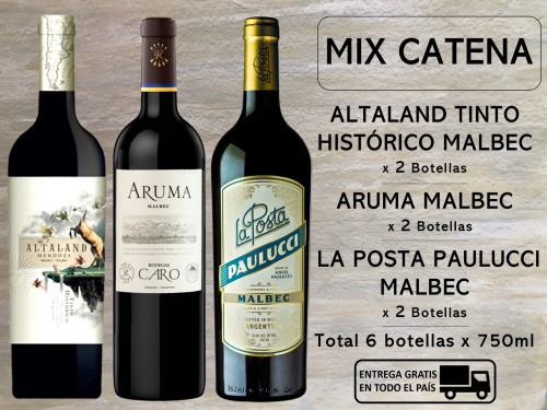 Mix Catena Malbec 2 Altaland T Histórico, 2 La Posta Paulucci, 2 Aruma