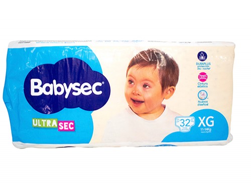 Pañales Adultos Babysec Xg x4 Paquetes Ultrasec 32 unidades c/u