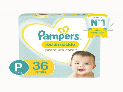 Pañales Pampers Premium Care Hiperpack Recién Nacido Talle P x 36 un