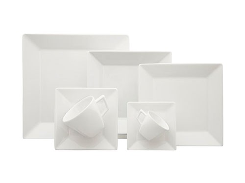Juego De Vajilla 42 Pzas Porcelana Cuadrado Blanco - Oxford