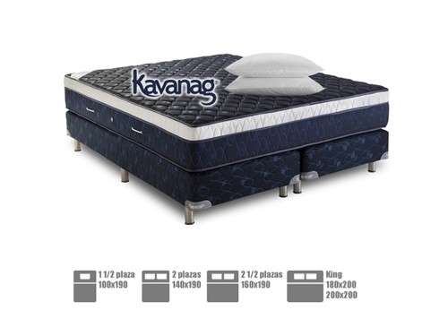 Colchón y sommier + almohadas espuma de alta densidad premium Kavanag
