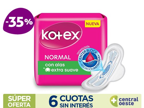 Toallas Femeninas Kotex Normal Con Alas x32Un