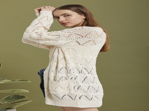 Sweater de algodón abierto kimono Imelda Beige Estancias Chiripa