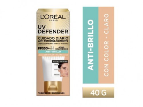 LOREAL UV Defender Crema Facial Anti-Brillo Color Claro F50 x200ml
