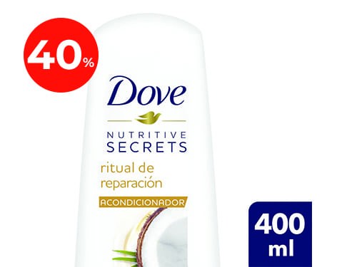40% Shampoo Dove Ritual de Reparación Coco 400 Ml.