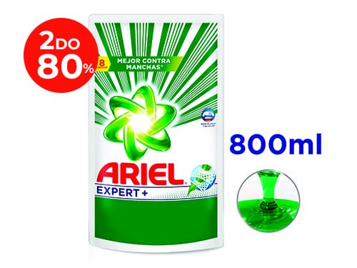2do al 80% Jabón Líquido Ariel Expert+ Pouch 800 Ml.