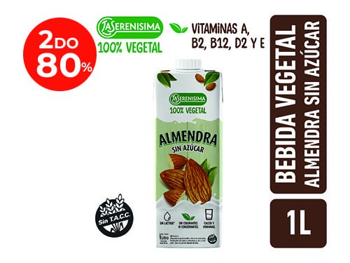 2do al 80% Alimento Vegetal Bebible La Serenísima Almendras 1 Lt.