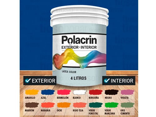 Latex Color Interior Exterior Polacrin Lavable 4 Lts Premium
