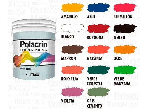 Latex Color Interior Exterior Polacrin Lavable 4 Lts Premium