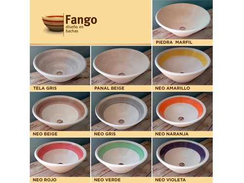 Bacha Fango Eliptica Ceramica Artesanal Neo Gris Beige 35cm