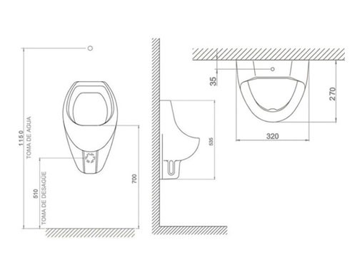 Mingitorio Deca Oval Sanitario Blanco Urinario Público Loza