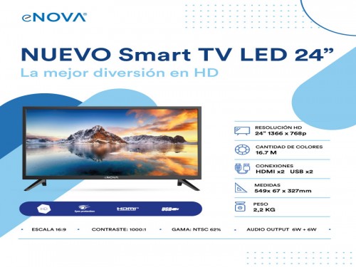 Monitor 24" LED con sintonizador de TV eNova