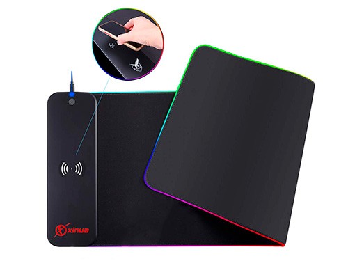 Mouse Pad GAMER c/ Luces RGB y Cargador de Celular Wireless XINUA