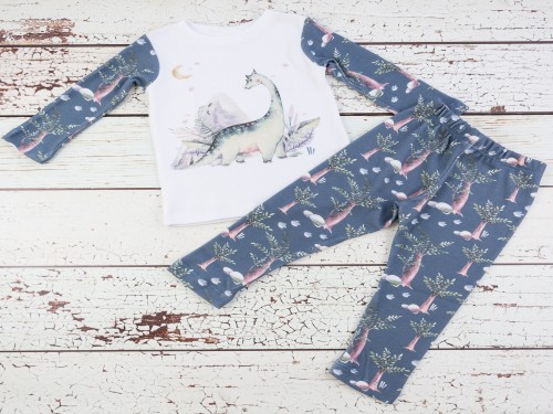 Pijama de Dinosaurio - 100% Algodón - Talles de 12 meses a 5/6 años