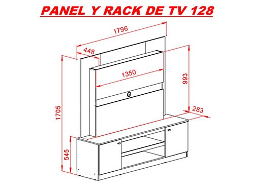 Combo Rack + Panel De Tv 128 Wengue Mosconi