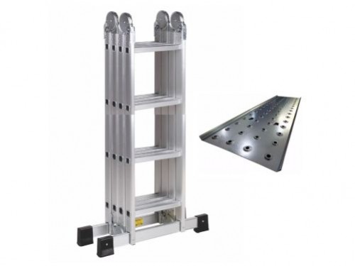 Escalera De Aluminio Articulada Con Chapón 4x4 150 Kg Meka