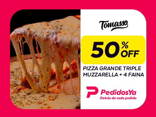 Pizza Grande Triple Muzzarella + 4 faina 50% OFF en Tomasso