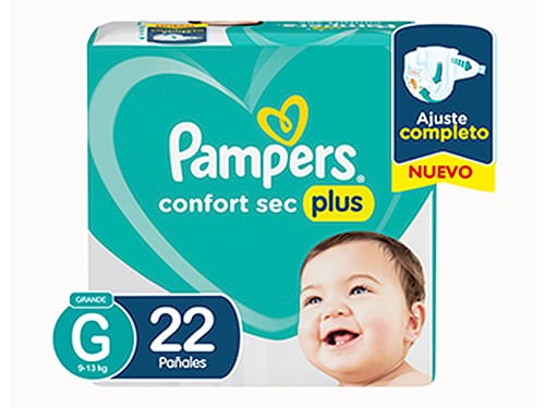 Pañales Pampers Confort Sec Plus G 22 Un - Ahorrás 40%