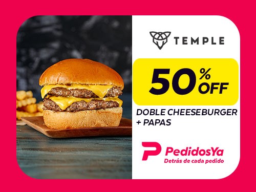 Doble Cheeseburger + Papas 50% OFF en Temple Bar
