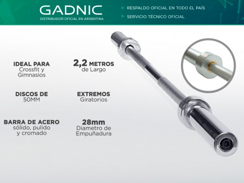 Barra Olimpica Gadnic 2,2 Metros Profesional 350kg