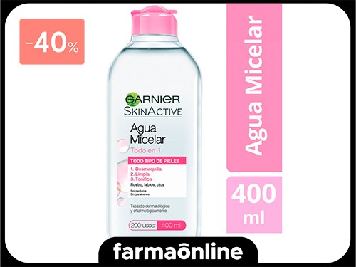 GARNIER - Agua Micelar Skin Active Todo en 1 400 ML | Farmaonline