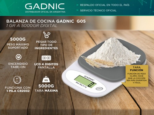Balanza De Cocina Gadnic G05 1gr. a 5000gr. Digital Electron