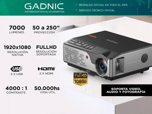 Proyector Gadnic Starpro 7000 Lúmenes HDMI x2 USB VGA