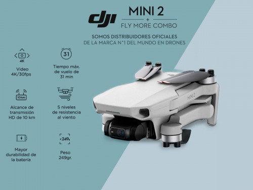 Drone DJI Mavic Mini 2 Fly More Combo 3 Baterías Cámara 4K 30fps 10km