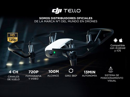 Drone DJI Tello Cámara HD Video y Foto en Vivo Giros 8D
