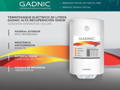 Termotanque Eléctrico Gadnic TE-5000 50Lts Conexión inferior