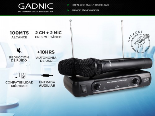 Micrófono Inalámbrico Gadnic M203 de Mano Ideal Karaoke Conferencias 2