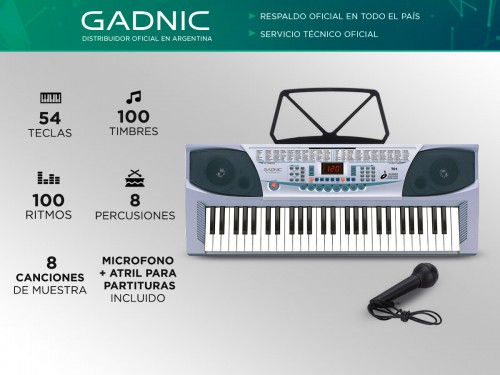 Órgano Eléctrico Gadnic T01 54 Teclas 100 Ritmos 8 Percusiones 4 1/2 O