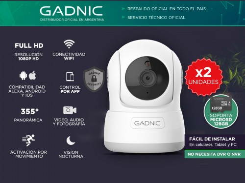 Cámaras de Seguridad Gadnic SX10 x2 IP WiFi Domo Motorizado HD Visión