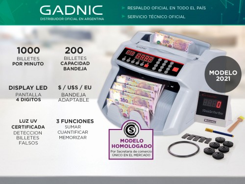 Contadora De Billetes Gadnic MC-01 Profesional 1000 Bill/Min Homologad