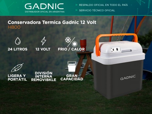 Heladera Portátil Gadnic H800 Eléctrica 12v 24Lts Conserva F