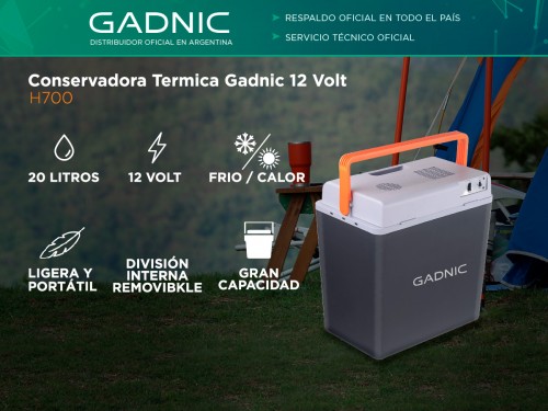 Heladera Portátil Gadnic H700 Eléctrica 12v 20Lts Conserva F