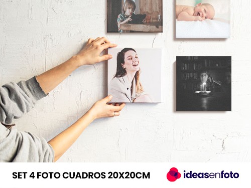 Set de 4 FotoCuadros 20x20 impresos en tela montado sobre bastidor Mad